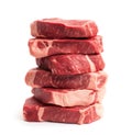 Raw Pork Stack, Steaks Pile, Fresh Uncooked Meat Slices, Raw Beef Fillet Stack Ready for Grill Royalty Free Stock Photo