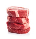 Raw Pork Stack, Steaks Pile, Fresh Uncooked Meat Slices, Raw Beef Fillet Stack Ready for Grill Royalty Free Stock Photo