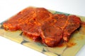 Raw Pork Steak-marinated,fresh Royalty Free Stock Photo