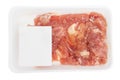 Raw pork in styrofoam box package