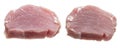 Raw pork tenderloin sirloin steaks chunks, juicy and fresh. Isolated on white background Royalty Free Stock Photo