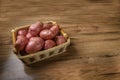 Raw potato food . Fresh potatoes on wooden background. Free place for text. Royalty Free Stock Photo