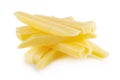 Raw Potato sliced strips prepared for French fries isolated over white background Royalty Free Stock Photo