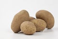 Raw potatoes in burlap bag isolated Royalty Free Stock Photo