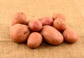 Raw potatoes on burlap sack Royalty Free Stock Photo