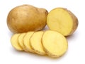 Raw potatoes and sliced potatoes