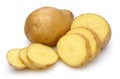 Raw potatoes and sliced potatoes Royalty Free Stock Photo