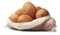 raw potatoes in white plastic bag isolated Royalty Free Stock Photo