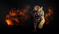 Raw Power Unleashed Majestic Tiger in a Dynamic Jumping Pose. created with Generative AI