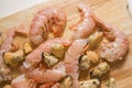 Raw prawns ready for cooking Royalty Free Stock Photo
