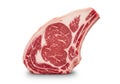 Raw prime rib roast bone in isolated on white background Royalty Free Stock Photo