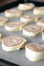 Raw puff pastry rolls Royalty Free Stock Photo