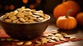 Raw pumpkin seeds versatile and nutritious, a natural and crunchy snack Royalty Free Stock Photo