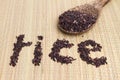 Raw purple rice berry on mat Royalty Free Stock Photo