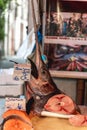 Swordfish exhibited at the fish market in Palermo, Italy Royalty Free Stock Photo