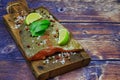 Raw rainbow trout steak in spices Royalty Free Stock Photo