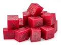 Raw red beetroot cubes isolated on white background Royalty Free Stock Photo