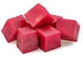 Raw red beetroot cubes isolated on white background. File contains clipping path