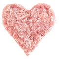 Raw red meat burger for hamburgers in shape of heart Royalty Free Stock Photo