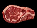 Raw red meat cut with white fat marbling isolated on black background raw meat beef Royalty Free Stock Photo