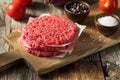 Raw Red Organic Hamuburger Pattys Royalty Free Stock Photo