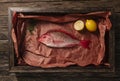 Raw Red Snapper Being Prepped Royalty Free Stock Photo