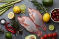 Raw red tilapia fish cooking Royalty Free Stock Photo