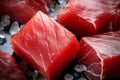 Raw red tuna slices food. Generate ai