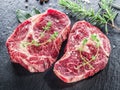 Raw Ribeye steaks or beef steak Royalty Free Stock Photo