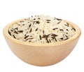 Raw rice in bowl isolated Royalty Free Stock Photo