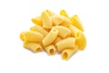Raw rigatoni egg pasta isolated on a white Royalty Free Stock Photo
