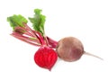 Raw ripe beets with stems isolated