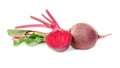 Raw ripe beets with stems isolated