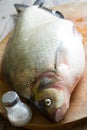 Raw river bream fish on the table in the kitchen Royalty Free Stock Photo