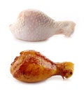 Raw and Roasted chicken legs Royalty Free Stock Photo