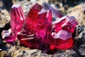 raw ruby gemstones in rock