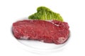Raw rump steak on plate
