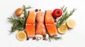 Raw_salmon_fillet_spices_and_vegetables_on_a_1696417227151_2 Royalty Free Stock Photo