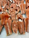 Raw Salmon Fish Fillets on Ice for Sale at Market Bazaar in Istanbul Royalty Free Stock Photo