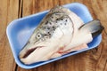 Raw salmon head Royalty Free Stock Photo