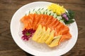 Raw salmon, sashimi or sliced salmon and  egg Royalty Free Stock Photo