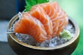 Raw salmon, sashimi or sliced salmon Royalty Free Stock Photo