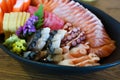 Raw salmon, sashimi or sliced salmon and sliced squid Royalty Free Stock Photo