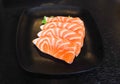 Raw salmon slice or salmon sashimi in Japanese style fresh serve in bowl at Japanese. Royalty Free Stock Photo