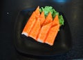 Raw salmon slice or salmon sashimi in Japanese style fresh serve in bowl at Japanese. Royalty Free Stock Photo