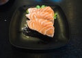 Raw salmon slice or salmon sashimi in Japanese style fresh serve in bowl at Japanese. Royalty Free Stock Photo