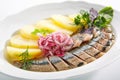 Raw Salted Soused Herring with Onions and Potato Isolated Royalty Free Stock Photo