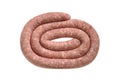 Raw sausage isolated over white with clipping path