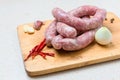 Raw sausage links ready for cooking Royalty Free Stock Photo