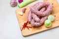 Raw sausage links ready for cooking Royalty Free Stock Photo